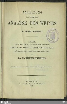 Anleitung zur chemischen Analyse des Weines