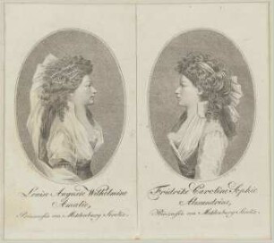 Bildnis der Louise Auguste Wilhelmine Amalie von Mecklenburg Streliz und Bildnis der Fridrike Caroline Sophie Alexandrine von Mecklenburg Streliz