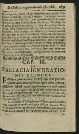 Cap. IX. De Fallacia Ignorationis Elenchi.