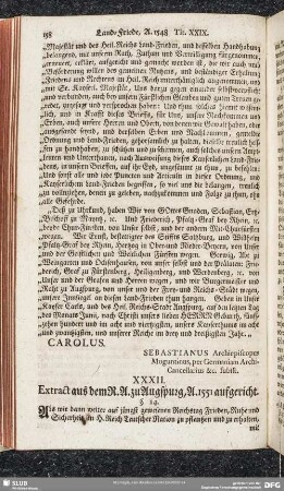 XXXII. Extract aus dem R. A. zu Augspurg, A. 1551 aufgericht