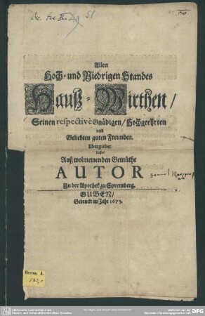 Allen Hoch- und niedrigen Standes Haus-Wirthen