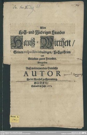 Allen Hoch- und niedrigen Standes Haus-Wirthen
