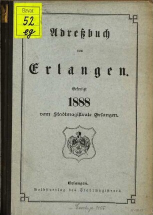 Adreßbuch von Erlangen. 1888