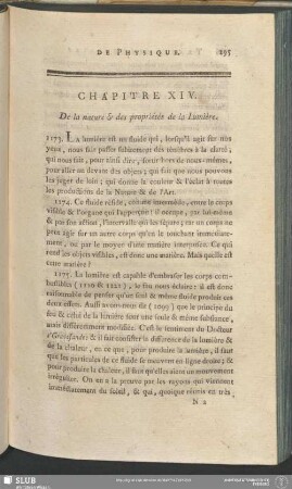 Chapitre XIV. De la nature & des propriétés de la Lumière