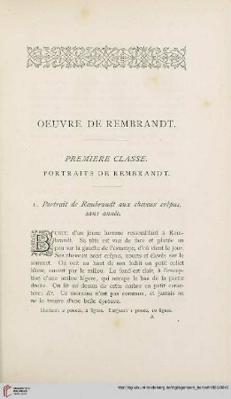 Première classe: Portraits de Rembrandt