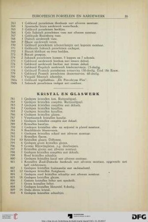Kristal en glaswerk (Nr. 781-831)