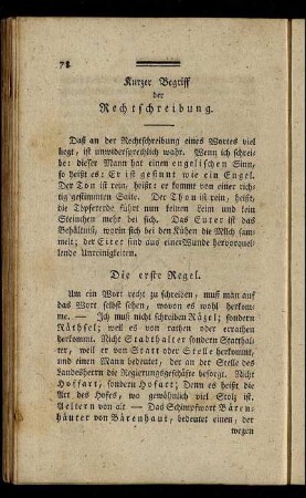 Kurzer Begriff der Rechtschreibung. - Das kleine Einmaleins.