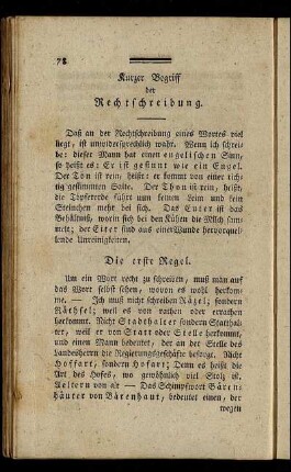 Kurzer Begriff der Rechtschreibung. - Das kleine Einmaleins.