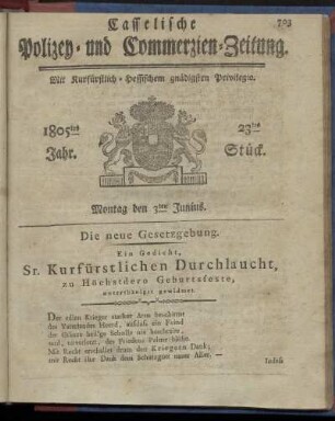 23tes Stueck, Montag den 3ten Junius 1805