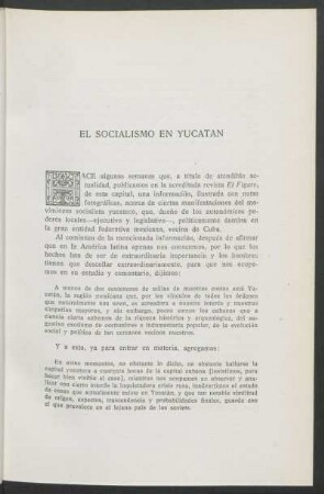 El socialismo en Yucatan