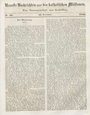 Neueste Nachrichten aus den katholischen Missionen Nr. 50