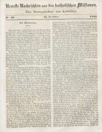 Neueste Nachrichten aus den katholischen Missionen Nr. 50