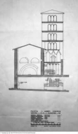 Farfa, Abteikirche, Campanile, Südostseite, Aufriss