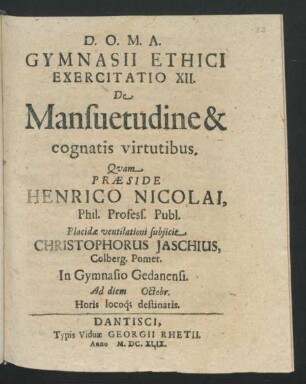 12: De Mansuetudine & cognatis virtutibus