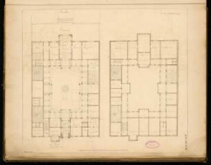 Konsulatsgebäude in einem arabischen Land Monatskonkurrenz Januar 1887: Grundriss Erdgeschoss, Obergeschoss 1:150; Maßstabsleiste