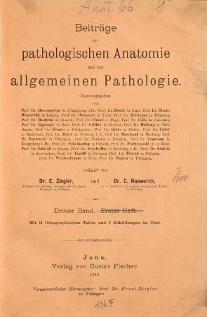 Beiträge zur pathologischen Anatomie und zur allgemeinen Pathologie. 3, 3. 1888