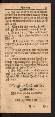 Morgen-Lied an der Mittwoche.