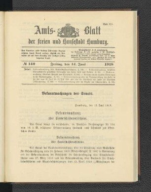 No. 140, 14. Juni 1918