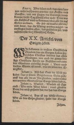 Der XX. Artickel/ vom Ewigen Leben.
