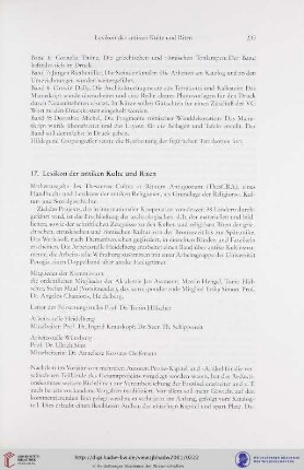17. Lexikon der antiken Kulte und Riten (Heidelberg/Würzburg)