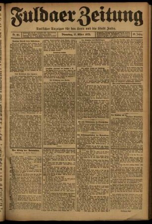 Erste Ausgabe vom Dienstag, den 15. März 1921.