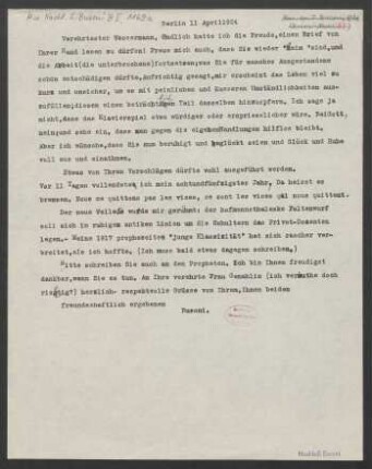 Brief an Jakob Wassermann : 11.04.1924