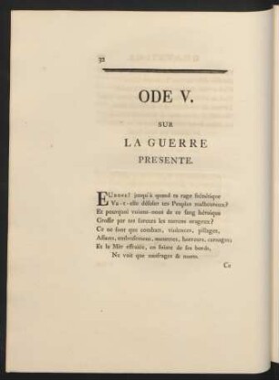 Ode V. Sur La Guerre Présente.