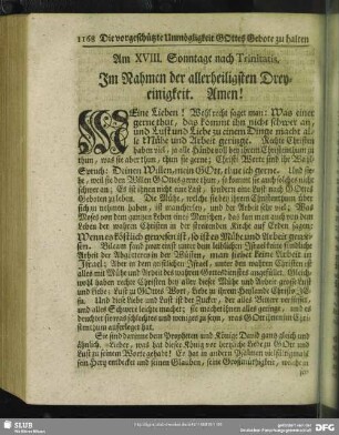 Am XVIII. Sonntage nach Trinitatis