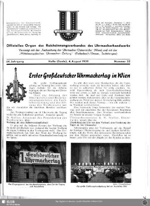 Erster Großdeutscher Uhrmachertag in Wien