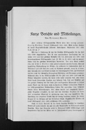 Kurze Berichte und Mitteilungen.