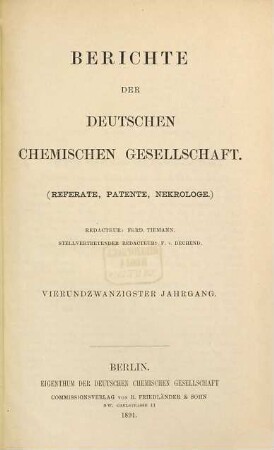 Berichte der Deutschen Chemischen Gesellschaft. 24. 1891, [5]