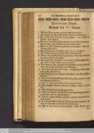 Einhalt deß III. Buchs.