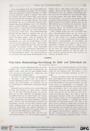 Patentierte Niederschlags-Vorrichtung für Gold- und Silberstaub etc.