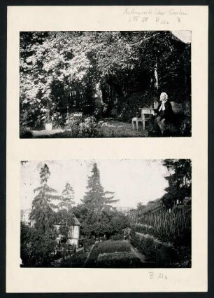 PA 7037-7038, Garten von Professor Ferdinand von Autenrieth (mit ihm selbst), um 1867.