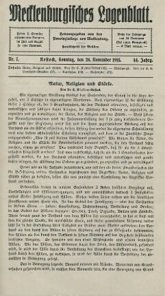 Nr. 7. Rostock, Sonntag, den 28. November 1915.