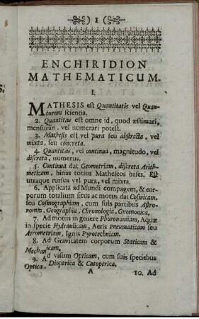 Mathesis. Arithmetica. Geometria. Cosmographia. Astronomia Sphaerica.