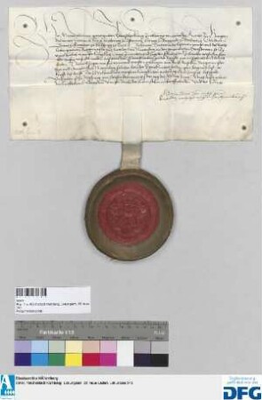 König Maximilian I. stellt der Nürnberg Quittung aus über 300 fl. rhein. Stadtsteuer.