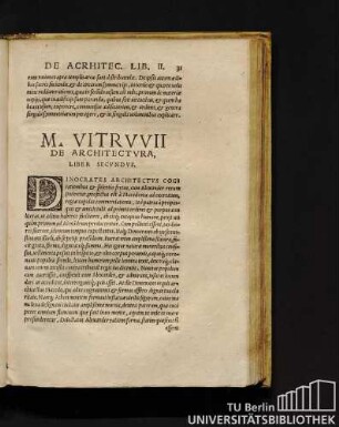 M. Vitruvii De Architectura, Liber Secundus.