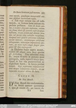 Caput II. De Fine Mundi.