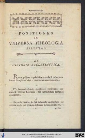 Positiones Ex Universa Theologia Selectae.