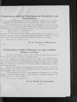 Bekanntmachung, betreffend Beglaubigung von Unterschriften durch Gemeindebeamte