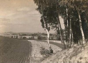 Oschatz, Blick von Höhe blauer Berg hinter Lonnewitz auf Oschatzer Pflege