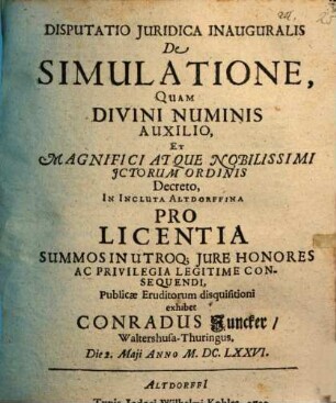 Dissertatio juridica inauguralis de simulatione