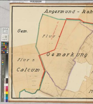 [Gemarkung Eckamp. Flur 3]. 2. - Zur Grenzbeschreibung 1a u. 1b tlw. Gehört zum Eingemeindungsantrage der Stadt Ratingen vom 17.9.1925 bzw. 30.7.1929. Übereinstimmung mit der Katasterkarte bescheinigt Katasteramt Ratingen, 30. Jan. 1930