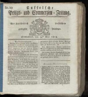Nr. 39, Sonnabend den 14ten Mai. 1814