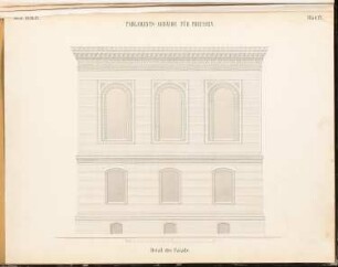 Preußisches Parlament, Berlin Schinkelwettbewerb 1868: Aufriss Fassade (Ausschnitt); Maßstabsleiste