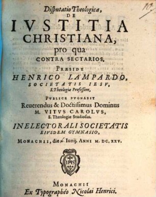 Disp. theol. de iustitia christiana