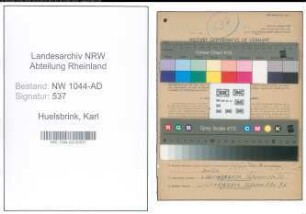 Entnazifizierung Karl Huelsbrink , geb. 12.09.1898 (Angestellter)