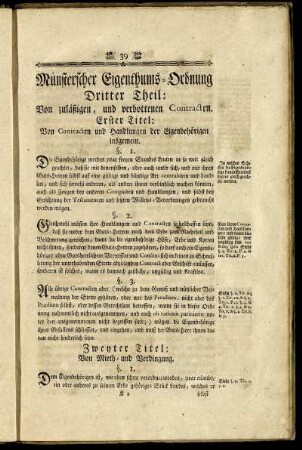 Dritter Theil: Von zuläßigen, und verbottenen Contracten.