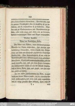 Vierter Artikel. Von der kindlichen Liebe.